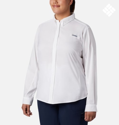 Columbia PFG Tamiami II Long Sleeve Skjorte Dame Hvite | Plus Size 15394X